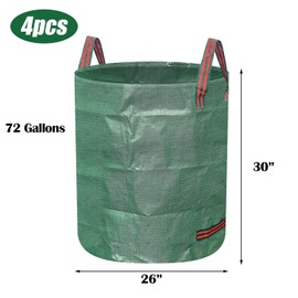 Socpuro 4 Pack 72 Gallon Reusable Yard Waste Bags with Four Handles, Collapsible Lawn Pool Garden Leaf Waste Bag for Clean Up Outdoor Debris Leaves Grass Clippings