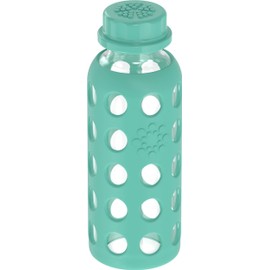 Lifefactory 9-Ounce Glass Water Bottle with Flat Cap and Silicone Sleeve Kale