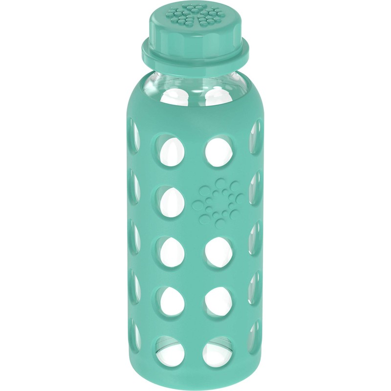 Lifefactory 9-Ounce Glass Water Bottle with Flat Cap and Silicone