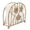 Antique Bronze Metal Floral Petals & Branches Tabletop Napkin Holder,