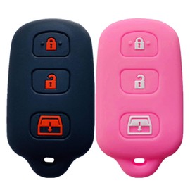 Key Fob Cover for 4Runner Sequoia: 4 Buttons Key Fob Case Replacement Fit for Toyota Camry Corolla Matrix Avalon 1999 to 2009 HYQ1512Y HYQ1512P HYQ12BBX HYQ12BAN HYQ1512Y Black + Pink