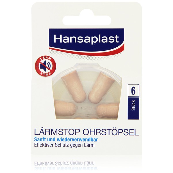Hansaplast Noise stop earplugs (6 pieces), gentle ear protection ideal for sleeping and relaxing, ear plugs reduce noise by 33 dB