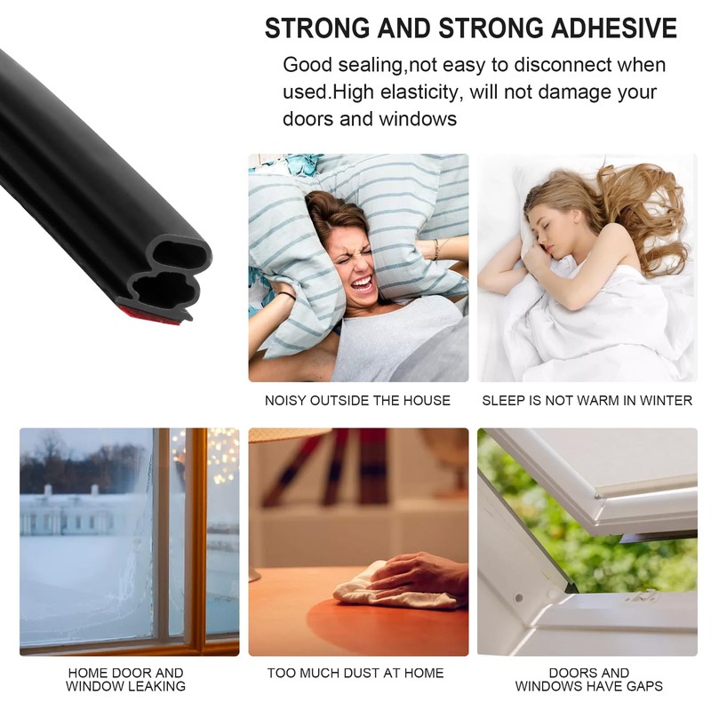 Door Weather Stripping Seal Strip - Self-Adhesive Rubber Soundproofing Weatherstrip