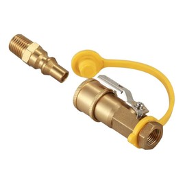 Joywayus Brass 1/4" RV Propane Quick Connect with Shutoff Valve, LP Propane Natural Gas Hose Quick Disconnect Kit