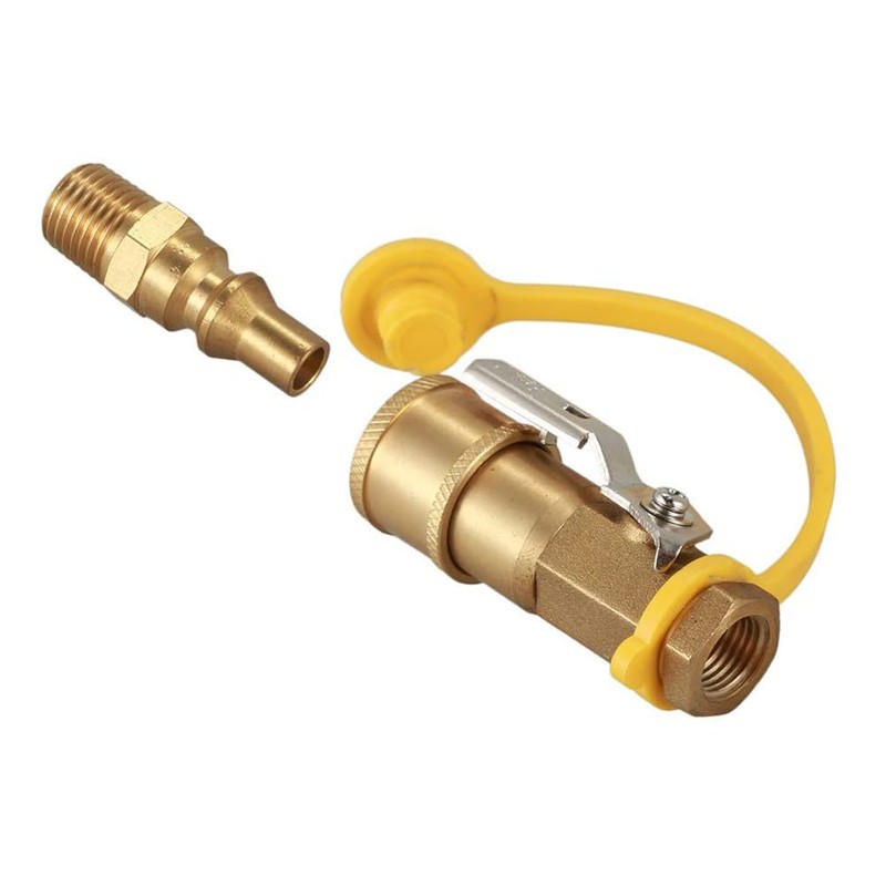 Joywayus Brass 1/4" RV Propane Quick Connect with Shutoff Valve,