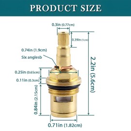 1 Pair Universal Replacement Tap,Ceramic Tap Cartridge Replacement Brass Tap Glands Repair Kit 1/4 Turn Tap Cartridge Valves Brass Ceramic Disc Cartridge Faucet Repair Parts(5.6cm)