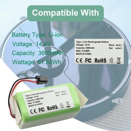 MULS 3600mAh Vacuum Battery for Qihoo 360 S5 S7 S7 Pro T90 X9 Robot Vacuum Cleaners 14.4V with Tools Battery