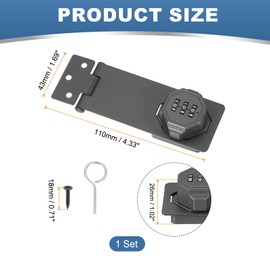 sourcing map Password Rotary Hasp Locks, Mechanical Cabinet Combination Latch Locks 5" Security Keyless Rotary Hasp Latch Lock No Drilling for Shed Door Sliding Closet Bathroom Outdoor Grey