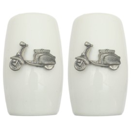 Lambretta Scooter China Salt and Pepper Shakers Cruet Set Modern White CSP 212