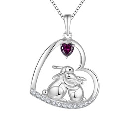 Starnny Rabbit Necklace Women's Silver 925 Rabbit Moon Pendant Necklace 3A Zirconia Chain White Gifts for Her Women, Sterling Silver, Cubic Zirconia