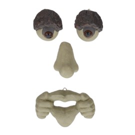 Relaxdays Tree Face 4-Piece Tree Trunk Decoration for Hanging, Weatherproof Tree Decoration, Forest Spirit, Artificial Stone, Beige/Brown