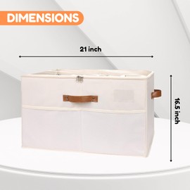 Olivara Shoe Organizer for Closet with Cleaning Brush, Holds 16 Pairs, Premium Quality Foldable Storage Box with Clear View Lid, Sturdy Handles & Adjustable Dividers,Space Saving Closet Solution,Beige