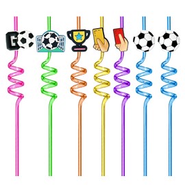 8PCS Football Birthday Party Decorations, Football Party Favors, Football Decoration Straws, Party DIY Decorations, Ideal for Kids Birthdays, Parties