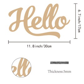CREATCABIN Wooden Hello Letter Signs Unfinished Wooden Hello Sign Laser Cutout Wooden Word Sign Hello Wall Art Decor Word Sculpture DIY Ornaments for Front Door Home Decorations 9.8 x 5.5Inch