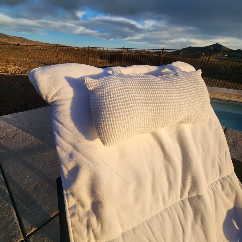 Frontgate Newport 83" X 31" White Cushioned Velour Chaise Lounge