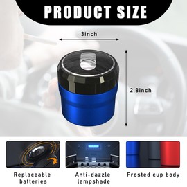 Yourkar Car Ashtray, Portable Smokeless Cylinder Cup Holder Ash Tray, Smokeless Auto Ash Tray with Lid & LED Blue Light for Most Vehicles, Universal Interior Car Accessories (Blue, Small)