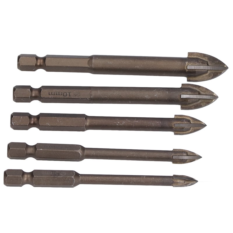 5Pcs Cross Hex Drill Bit Carbide Glass Drills Bits Concrete