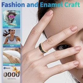 Health Rings for Women,Smart Ring Health Tracker for Women, Measure Heart Rate, Blood Pressure,Blood Oxygen, Exercise Pedometer, Gesture Control,Compatible with Ios& Android.(Black Upgrade, 8)