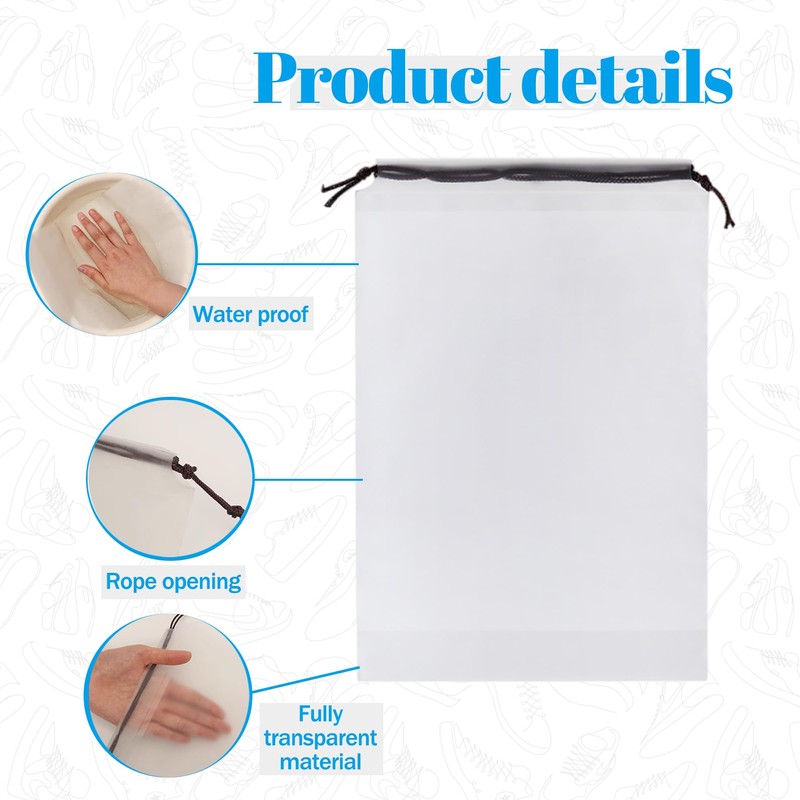 Pack of 12 Shoe Bags with Drawstring, Shoe Bag, Waterproof