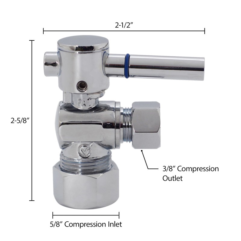 Westbrass 1/4-Turn Lever Handle Angle Stop, 5/8" OD x 3/8"