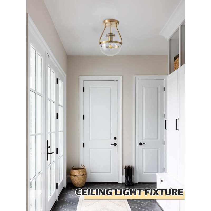 Bagood 8 Inch Mid Century Ceiling Light Modern Gold Semi