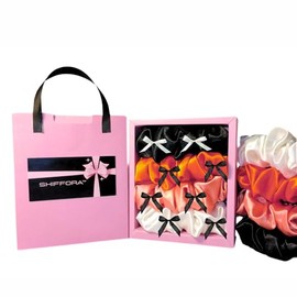 Satin Silk Bow Ribbons Scrunchies for Women, Oversized Soft Hair Ties, No Damage No Crease - Gentle Elastic Bands for All Hair Types- Orange Combo (Orange)