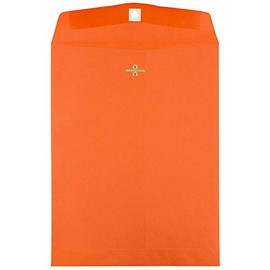 JAM Paper Open End Catalog Envelopes with Clasp Closure - 9" x 12" - Brite Hue Orange Recycled - 100/pack