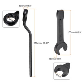 sourcing map 2Pcs 27mm Offset Box End Ring Type Wrench Single Open End Spanner High Carbon Steel for Mechanical Automotive Repair, Black