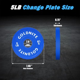 Change Plates 5LB Set Rubber Coated Fractional Weight Plates Olympic Bumper Plates - Barbell Weights for Strength Training, CrossFit, Home Gym Workouts Powerlifting