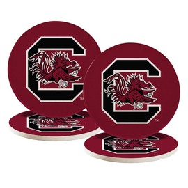 Desert Cactus University of South Carolina Ceramic Coasters 4 Pack Gamecocks USC Absorbent Drink Coasters with Cork Backing (Design A)