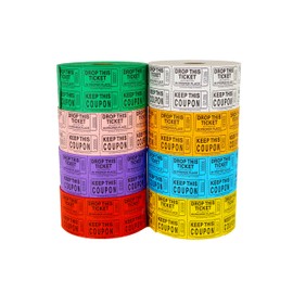 Lancaster Bingo Company Double Row Raffle Event Roll Tickets - 1000 Consecutively Numbered, Perforated, Hold This Coupon Tickets - Multipacks (8-Pack)
