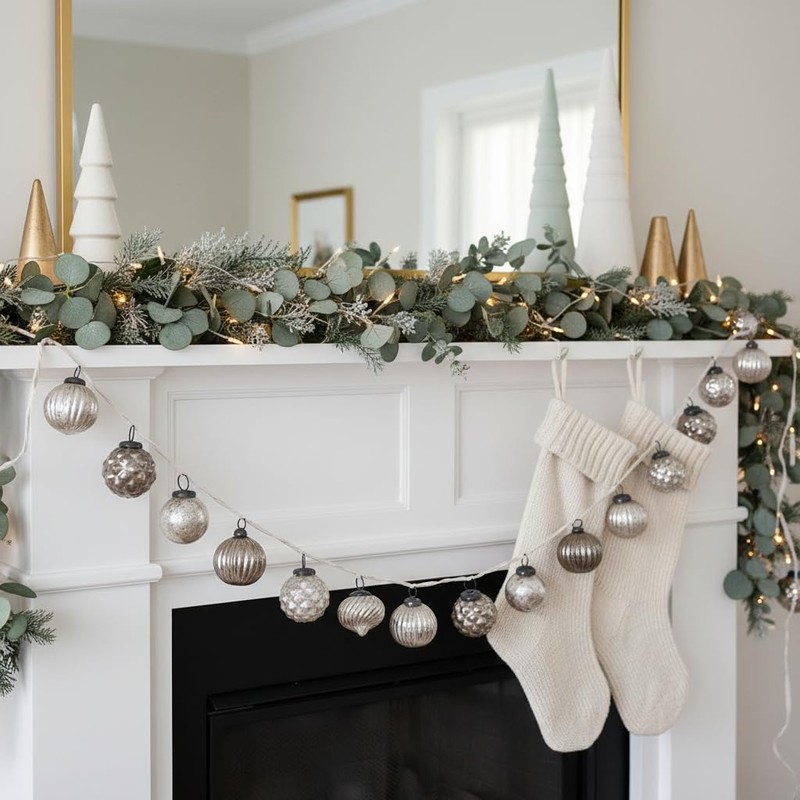 Creative Co-Op 72" Embossed Mercury Glass Ornament Garland
