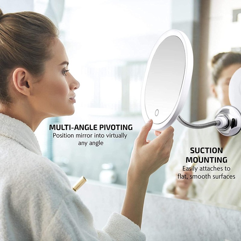 OVENTE 9'' Rechargeable Lighted Wall Mount Makeup Mirror for Bathroom