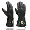 Milwaukee Leather SH231 Men's Black Leather Warm Gauntlet Motorcycle Cold