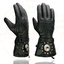 Milwaukee Leather SH231 Men's Black Leather Warm Gauntlet Motorcycle Cold Weather Gloves - Large