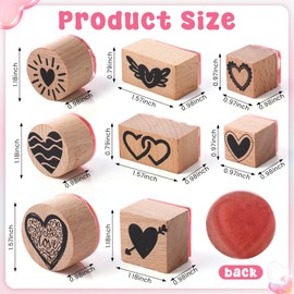 Supervitae 8 Pcs Mother's Day Rubber Stamp Set Wooden Rubber Stamps Happy Mother's Day Heart Stamp Vintage Wooden Rubber Art Stamps for Crafting and DIY Scrapbooking Card Making Hand Book(Heart)