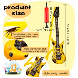 28 Pack 37.4 inch Inflatable Guitar with Strap Blow Up Guitars with 1 Red Air Pump Rock Star Toys for Kids Birthday Rock and Roll Party Photo Booth Props