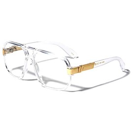 Dweebzilla Gazelle Swag Square Oversized Sunglasses w/Clear Lenses (Clear & Gold, Clear)