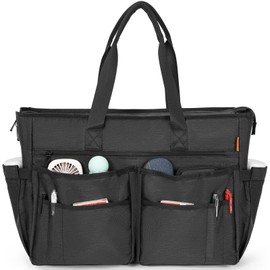 TORIBIO Tote Bag, Multi-functional Bag, Freestanding, Large Capacity, Teachers, Nurses, Visiting Nurses, Tool Bag, Popular, Horizontal Type, Black + pen storage
