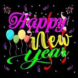 Happy New Year Card (Black)