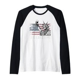 Summer It’s Lake Time Beer Statue of Liberty 4th of July USA Raglan Baseball Tee