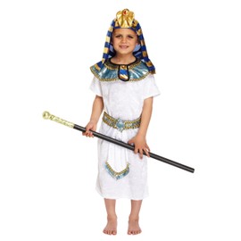 Lizzy® Kids Egyptian Pharaoh White Fancy Dress Costume King Outfit Kids Book Week UK - Medium (Ages 7-9)