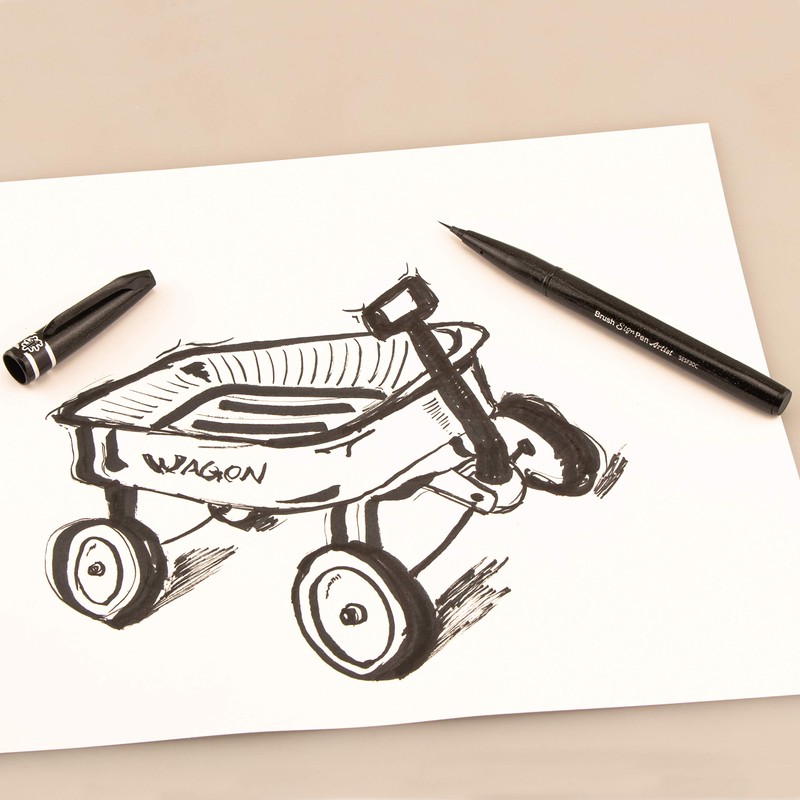 Pentel Arts Sign Pen Micro Brush, Gold & Silver Ink,