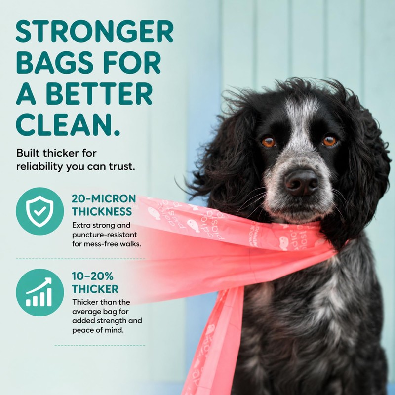 Adios Plastic - Compostable Dog Poop Bags with Handles, 120
