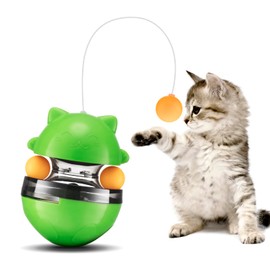 KOOBULL Cat Toys, Interactive Cat Toys, Exercise Tumbler for Indoor Cats, Tower of Tracks Interactive 2-Tier with Exercise Balls, 3-in-1 Tumbler Catnip Toy, Green