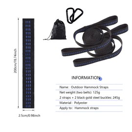 Tree Straps Camping Hammocks Straps Hammock Attachment Length Adjustable, Pack of 2 Hammocks Suspension Attachment, Swing Attachment, 300 kg Capacity Swing and Hammock