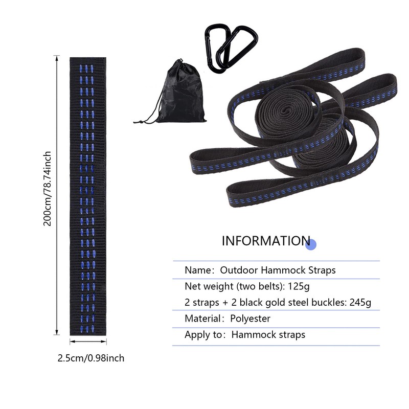 Tree Straps Camping Hammocks Straps Hammock Attachment Length Adjustable, Pack