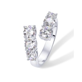 PAVOI 14K Gold Plated Cubic Zirconia Crossover Chunky Eternity Ring for Women | Open Twist Stackable Bands | CZ Statement Rings, 6, White Gold, 2312-R02-6W