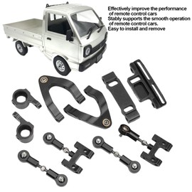 equlup RC Metal Accessory Set, RC Aluminum Top and Lower Arm Steering Cup Hex Adapter Metal Accessory Set for WPL D12 RC Car (Black)