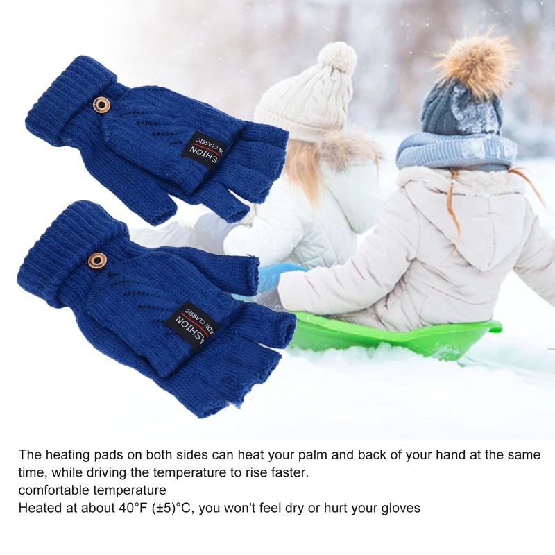 1 Pair USB Heated Gloves Electric Heating Thermal Knitting Gloves
